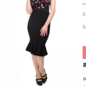 Collectif Black Winifred Fishtail Skirt